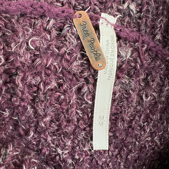 Free People People Long Sleeve Cowl Neck Dylan Tweedy Pullover Sweater Size M - Picture 5 of 7